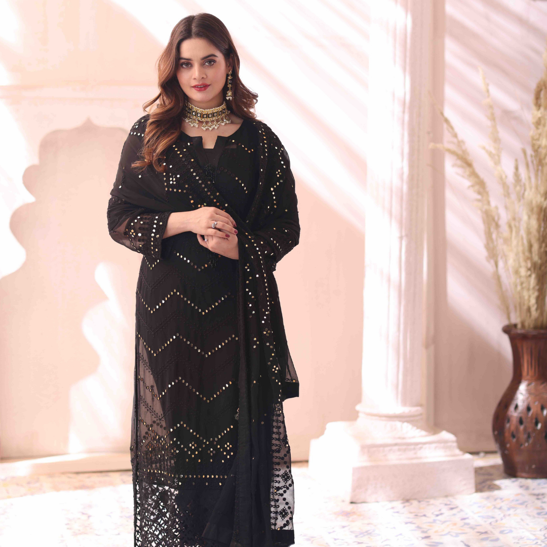 3 Piece Embroidered Chiffon Suit