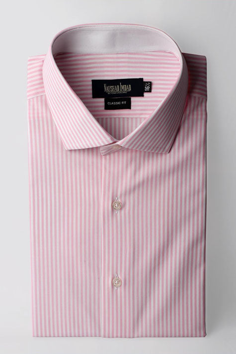 Buy Light Pink Dress Shirt with White Pin Stripe For Men