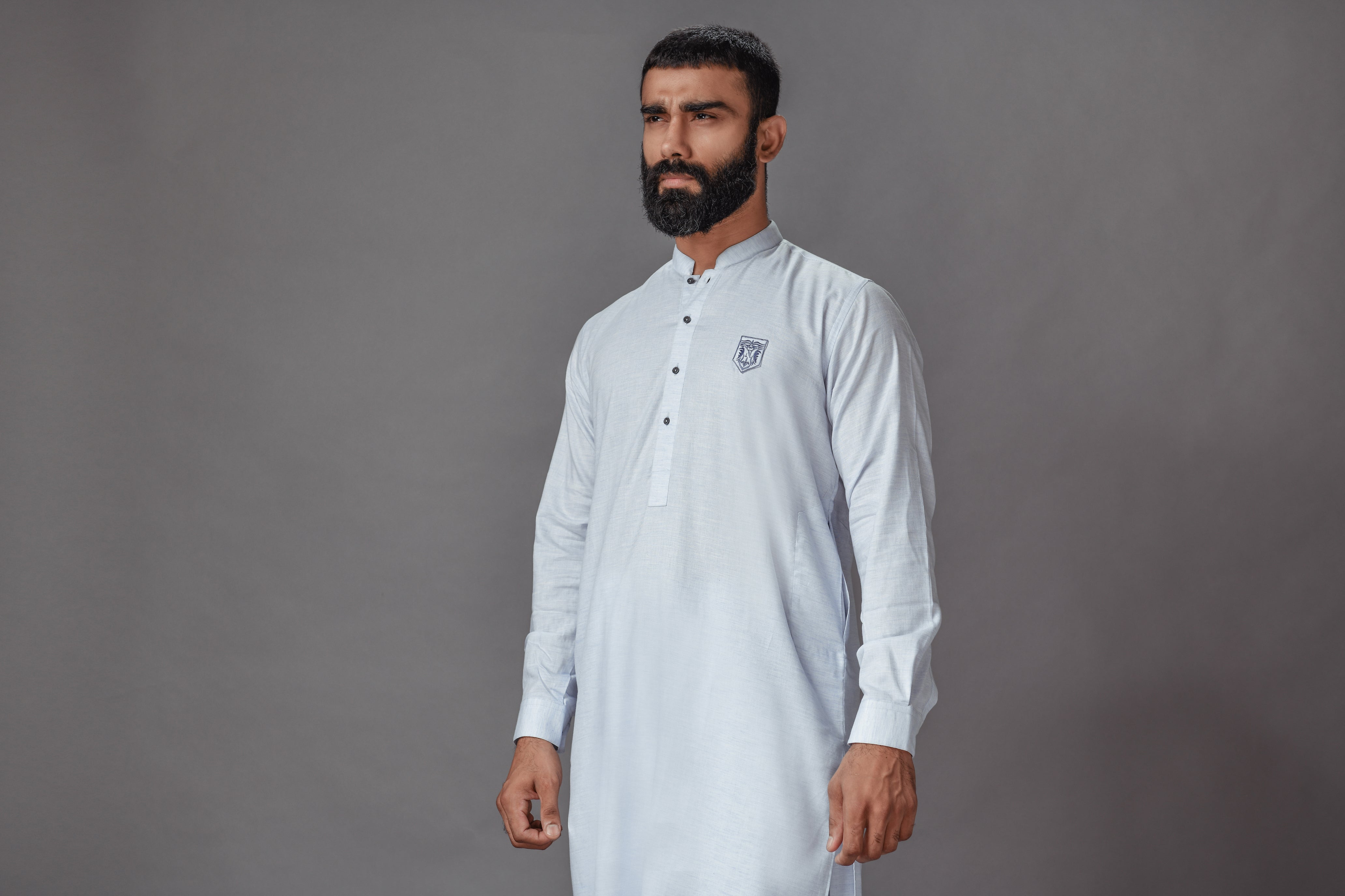 White Blended Kurta Shalwar - Occasions 21