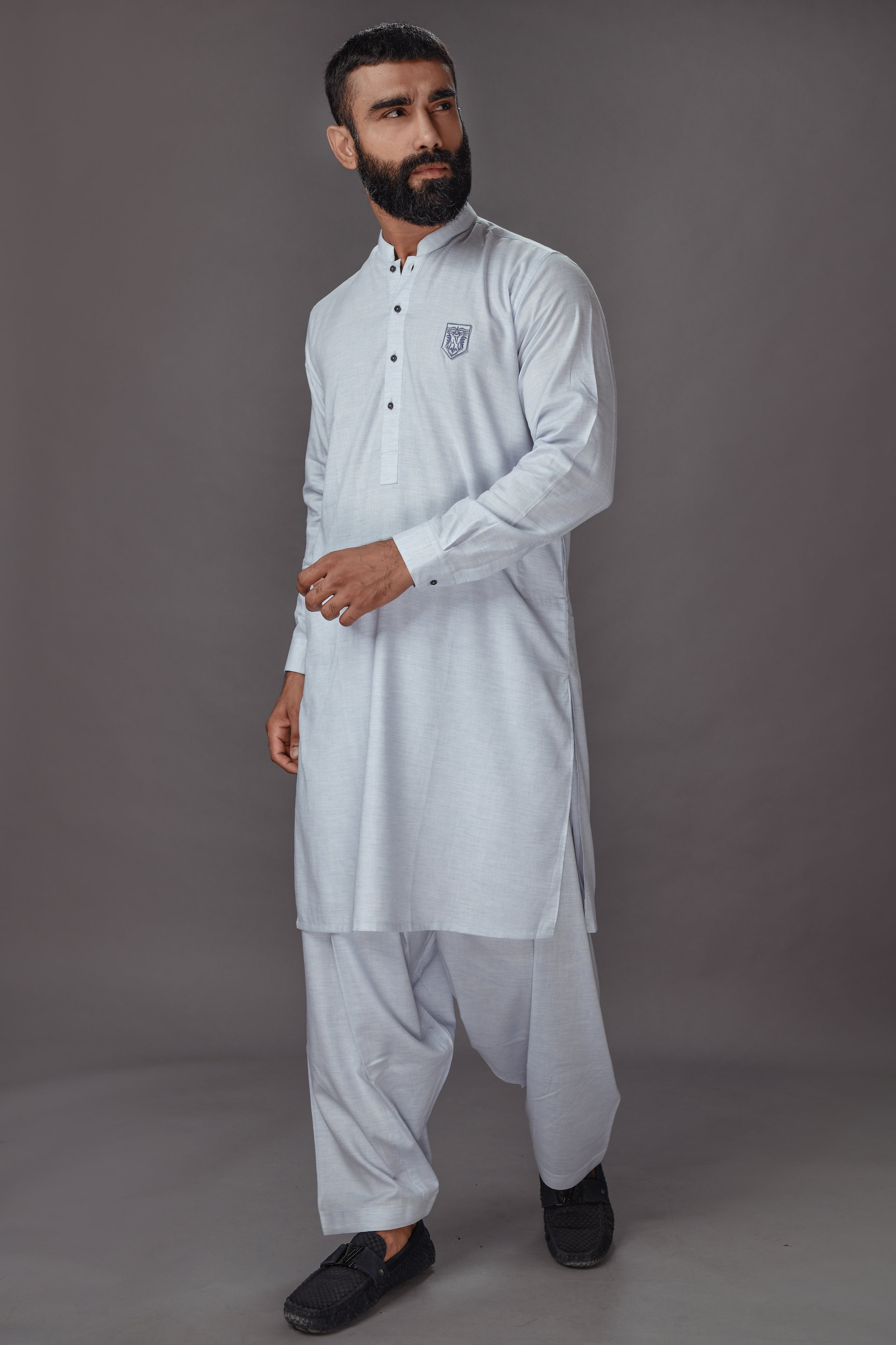 White Blended Kurta Shalwar - Occasions 21