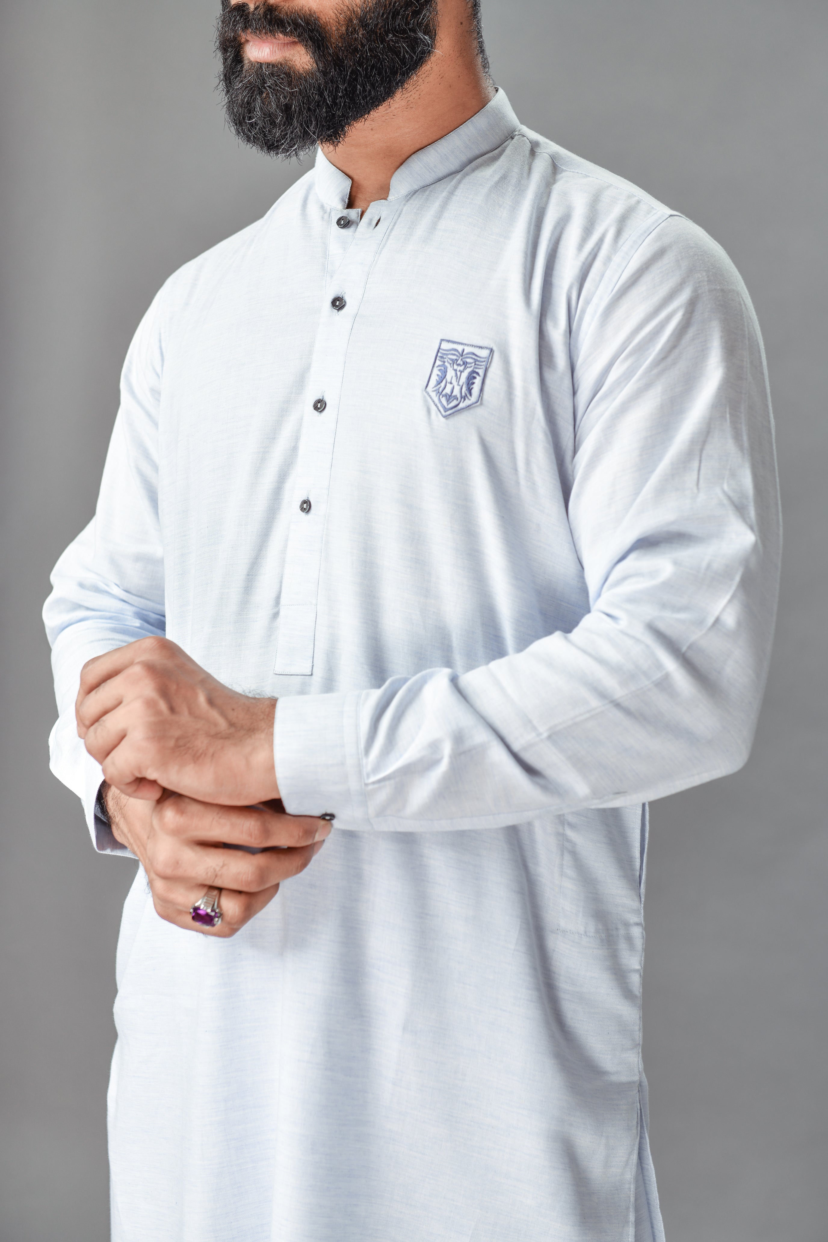 White Blended Kurta Shalwar - Occasions 21