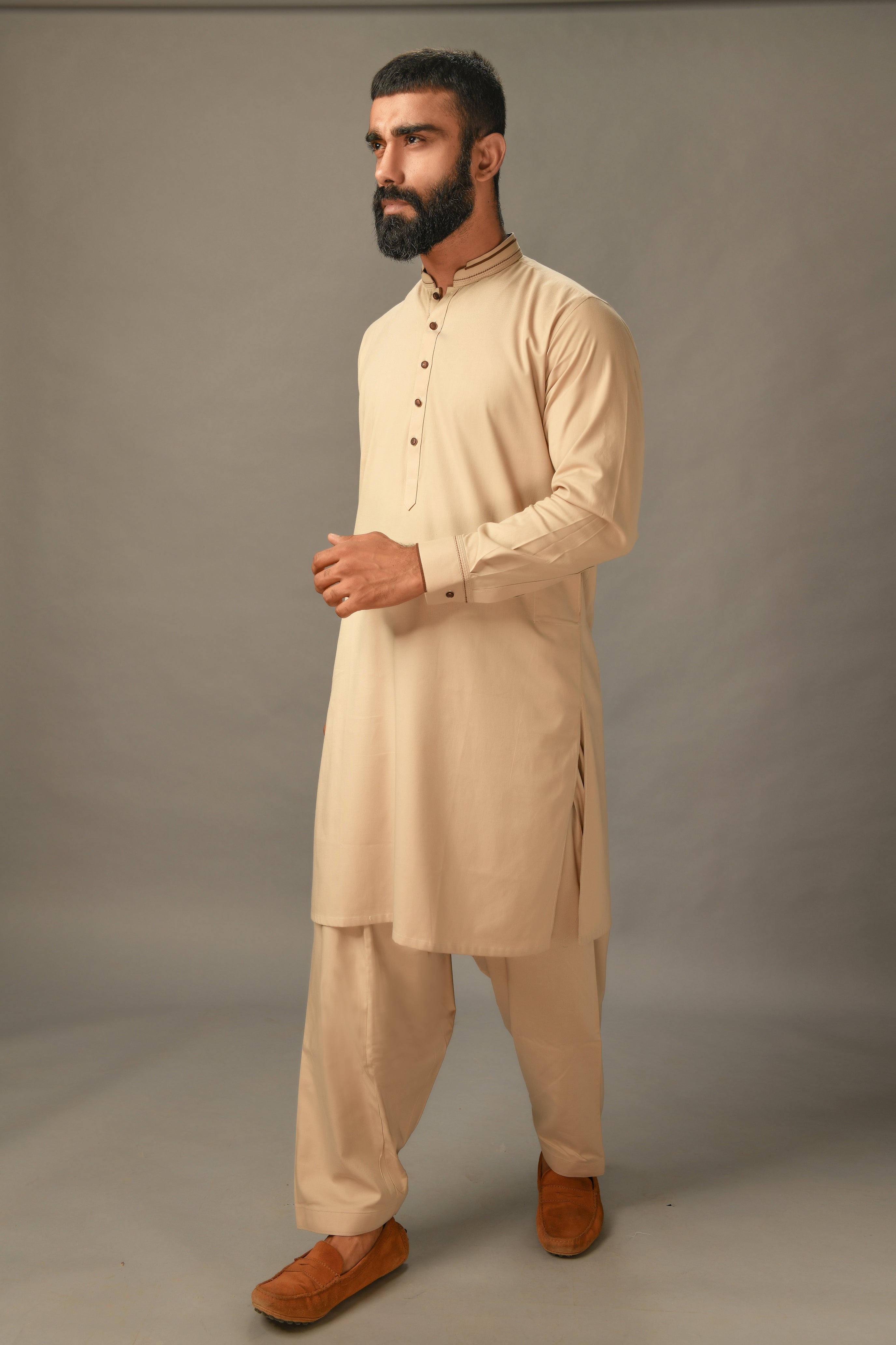 Cream Blended Kurta Shalwar  Occasions 21