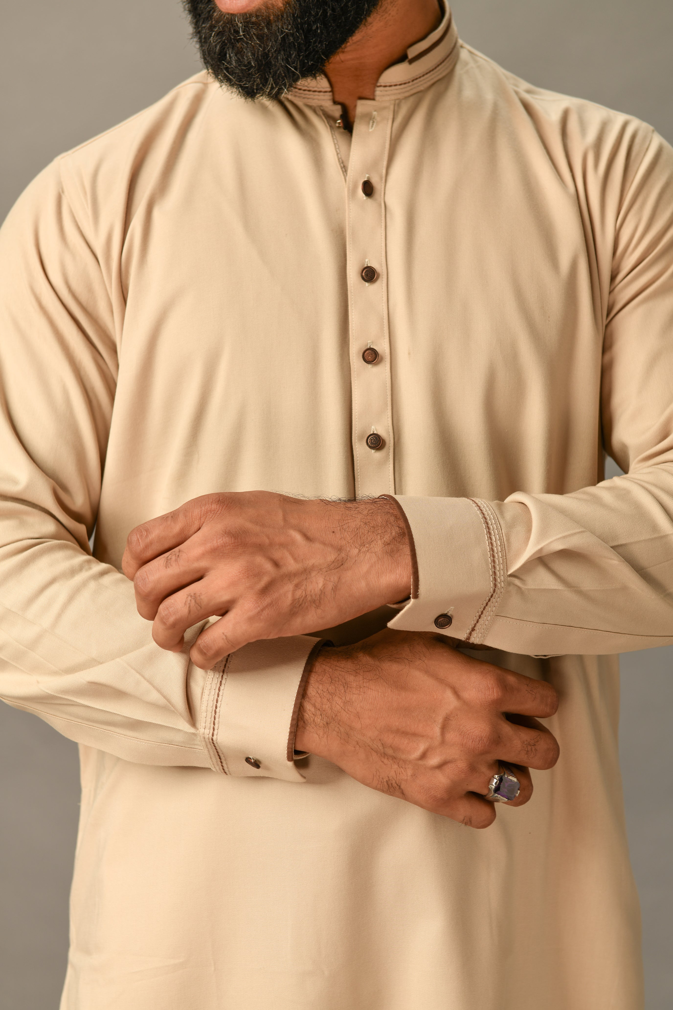 Cream Blended Kurta Shalwar  Occasions 21