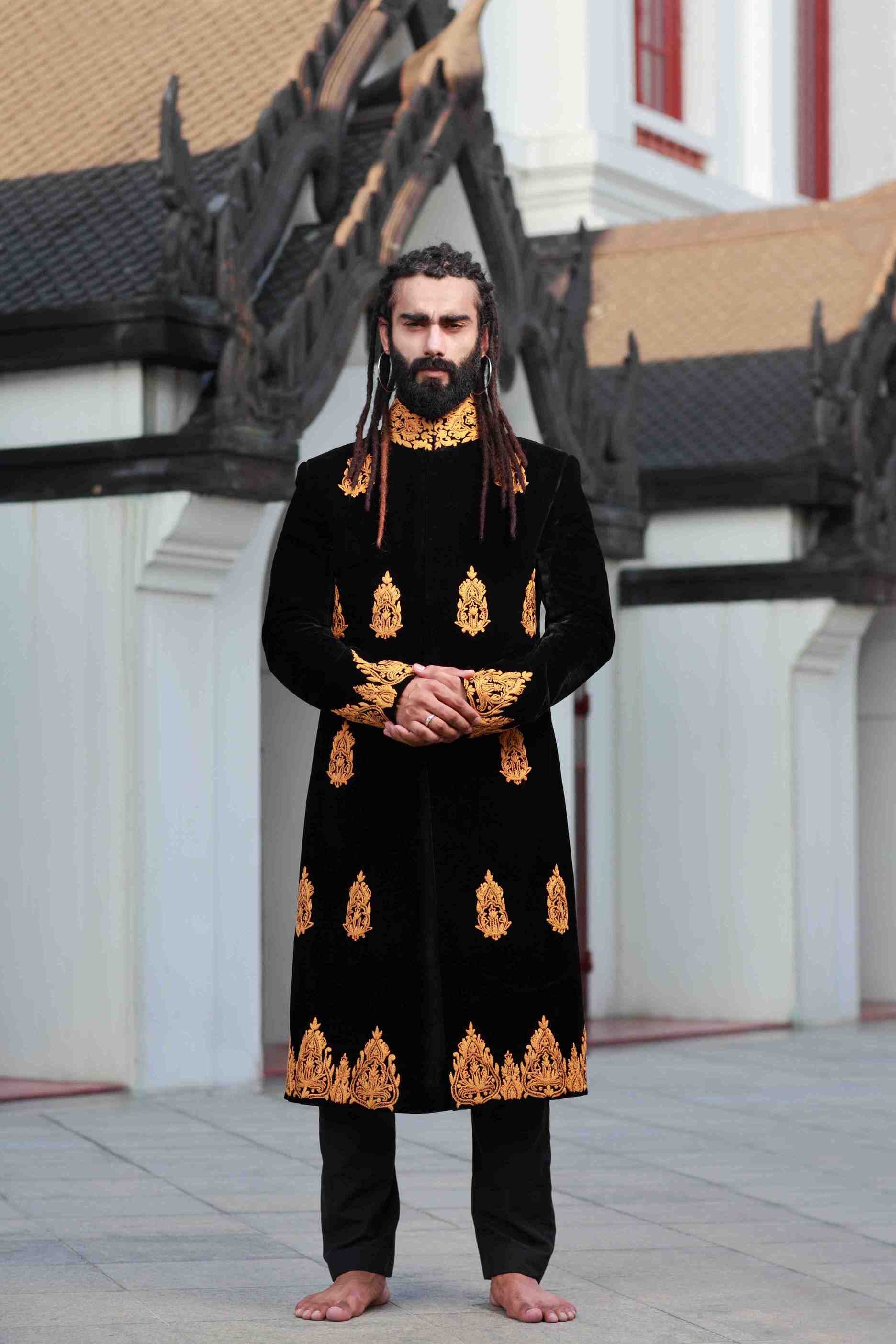 Black Velvet Emperor Sherwani