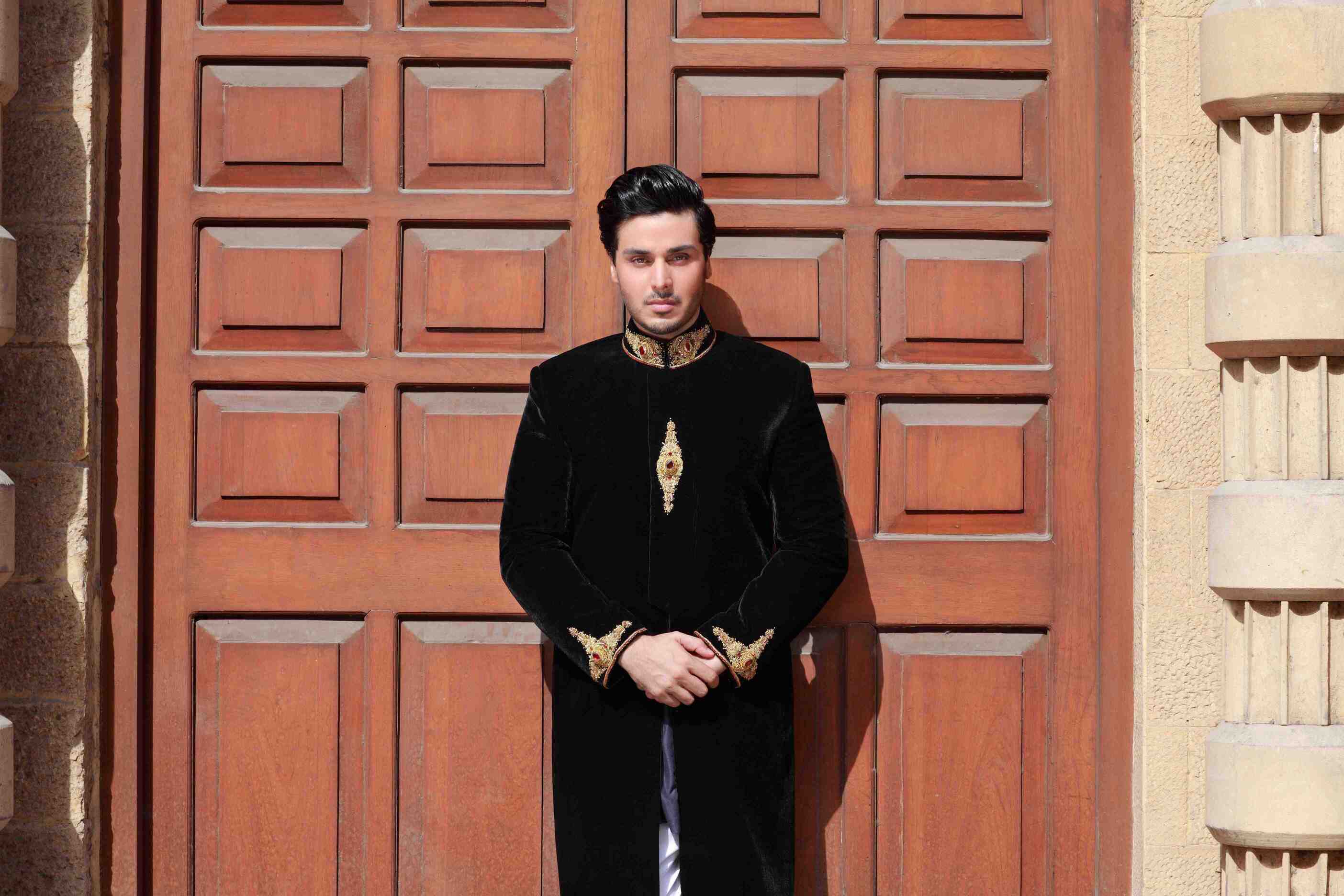 Black Jewel Velvet Sherwani