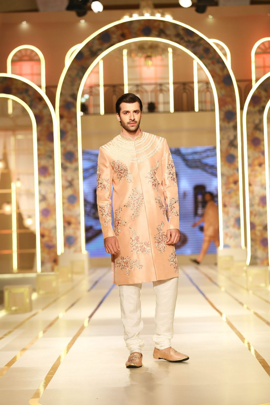 Luxury Salmon Pink Sherwani