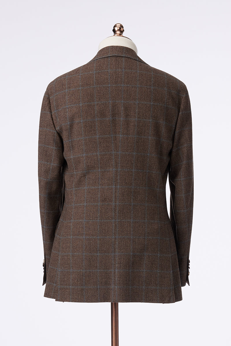 Walnut Color Woolen Check Jacket Backside