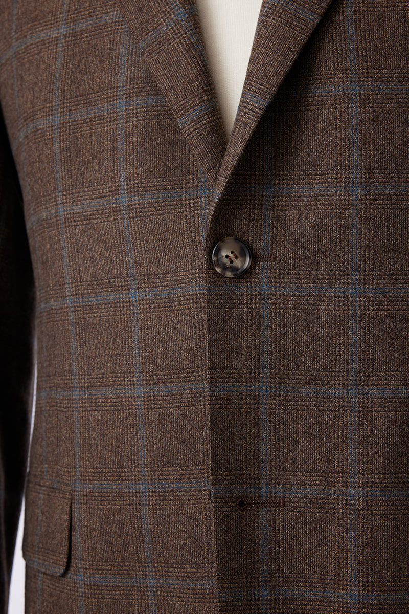 Walnut Color Woolen Check Jacket Button