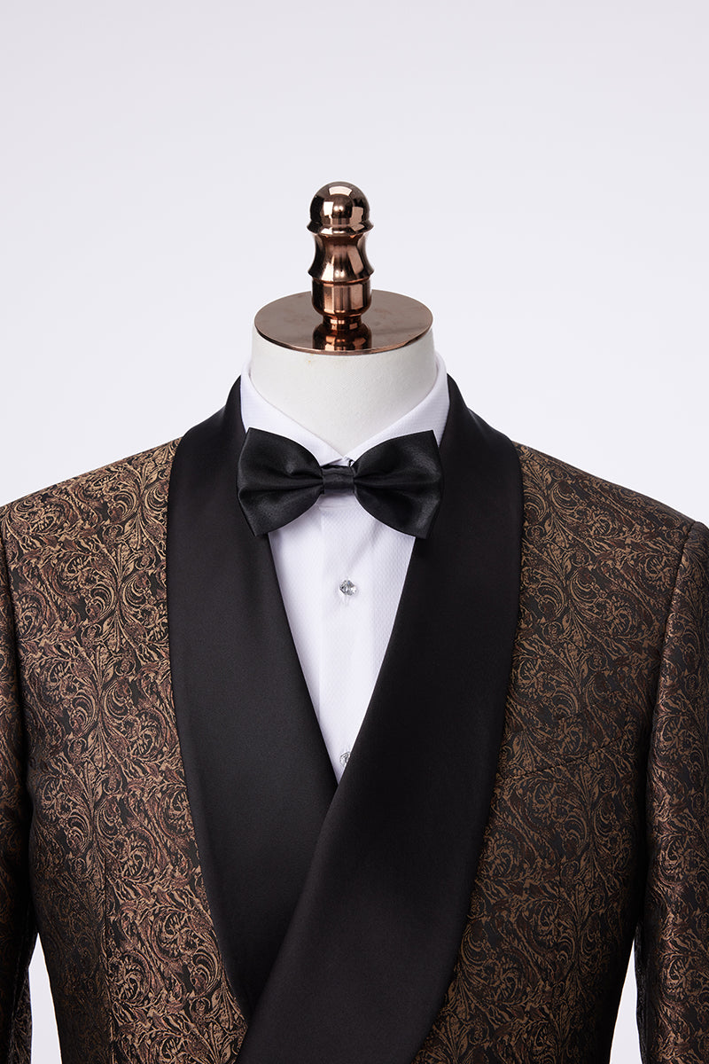 Woody Brown Party Jacket - Tuxedo Lapel collar