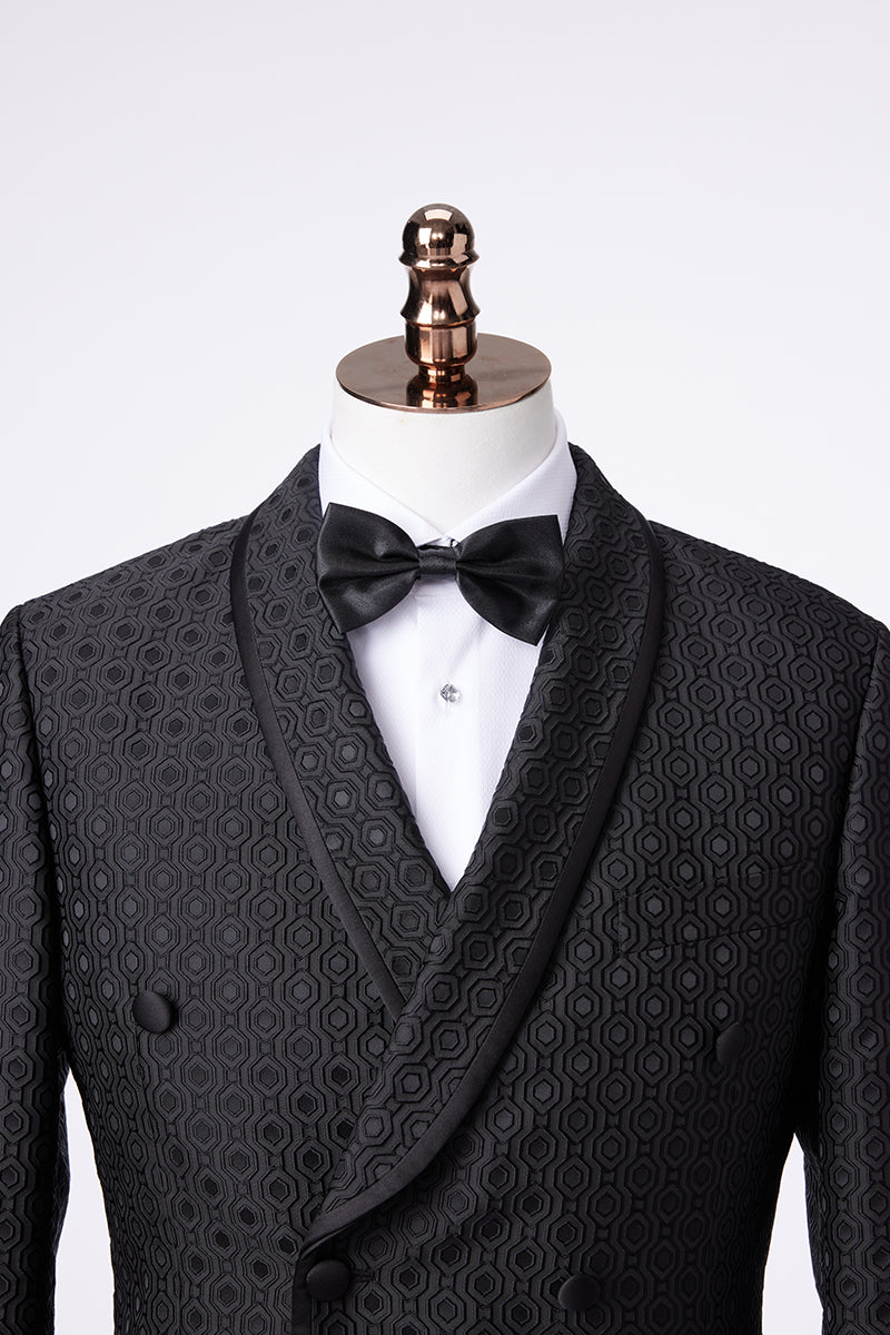 Zeus Black Party Jacket - Double Breasted Tuxedo Black Close