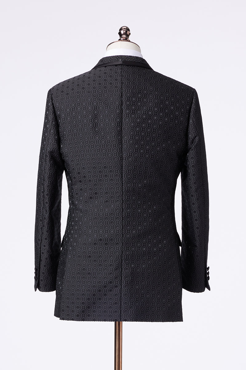 Zeus Black Party Jacket - Double Breasted Tuxedo Black Close Backside