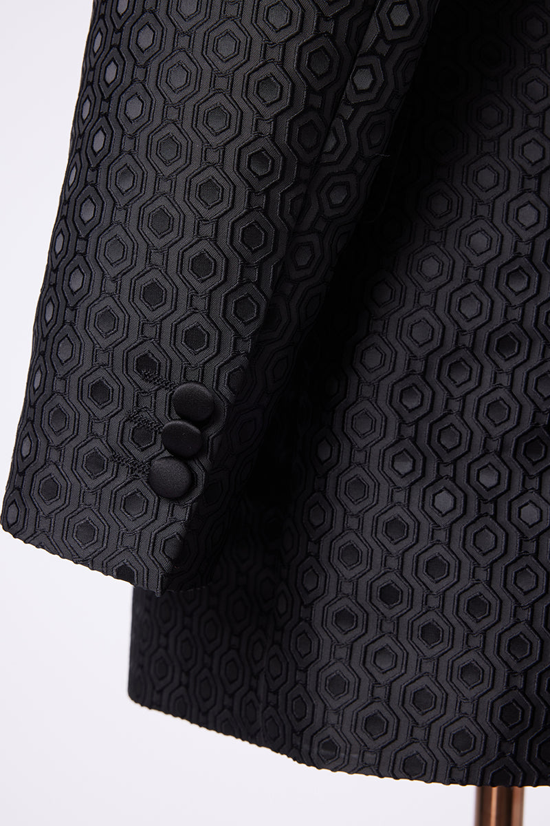 Zeus Black Party Jacket - Double Breasted Tuxedo Black Close cuff